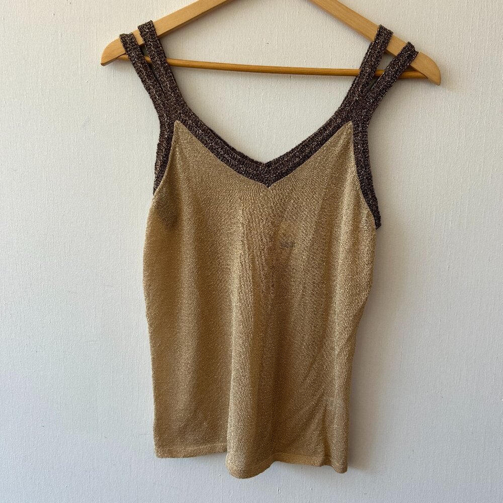 Cato Gold Bronze Knit Tank Top Womens Medium NWT Y2K Heritage Soft Glam Feminine